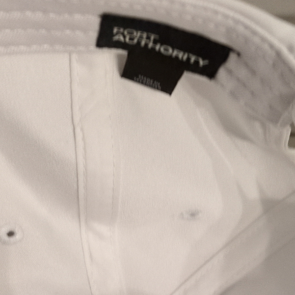 Port Authority White Cap with Black Label - Picture 2 of 3